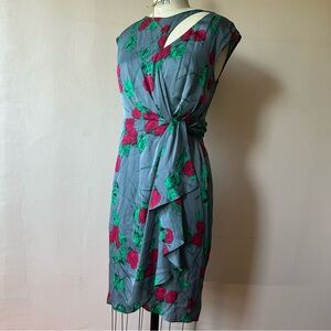 Catherine Malandrino 100% silk floral drape dress